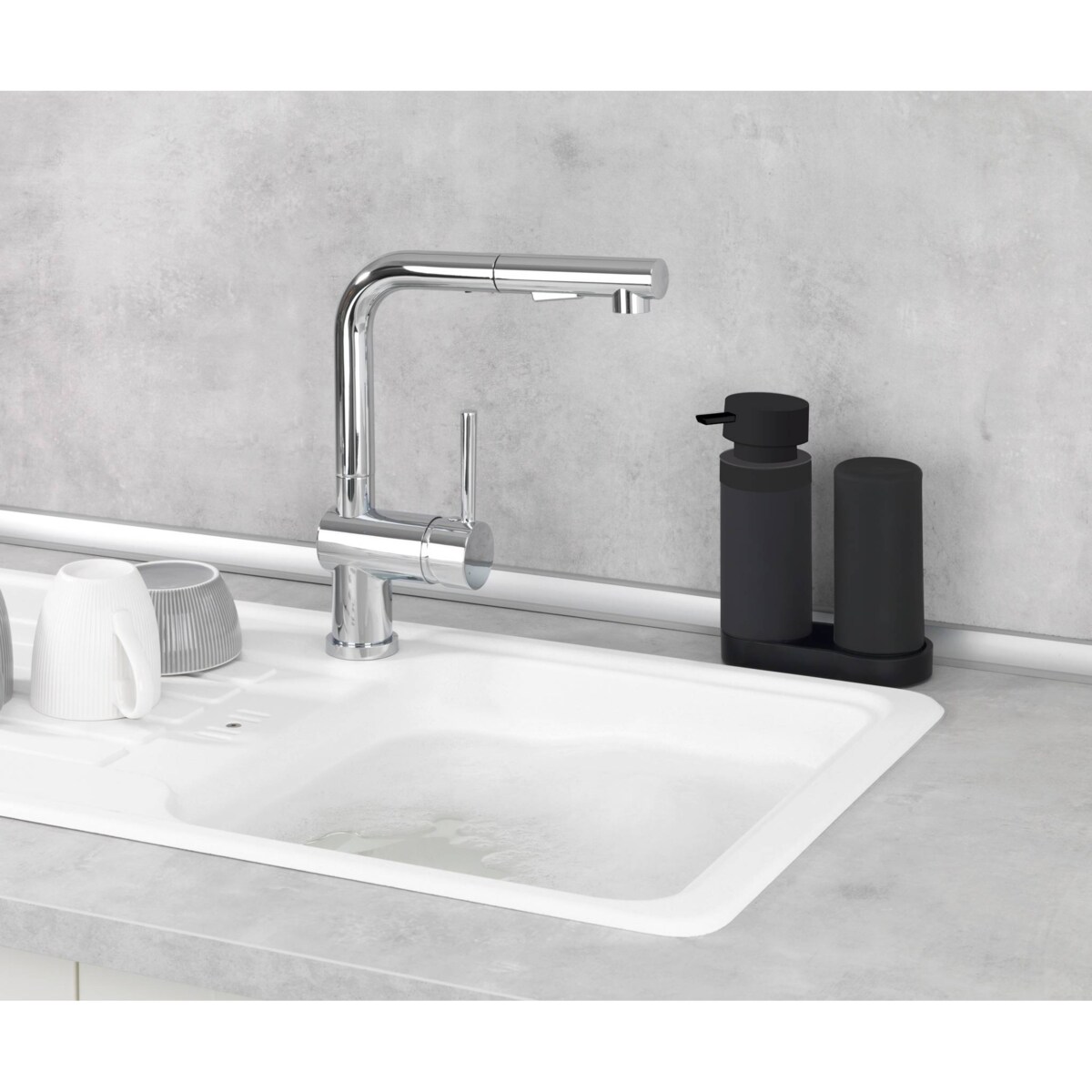 Dozownik płynu do naczyń EASY SQUEEZ-E + organizer na mydło do rąk, WENKO