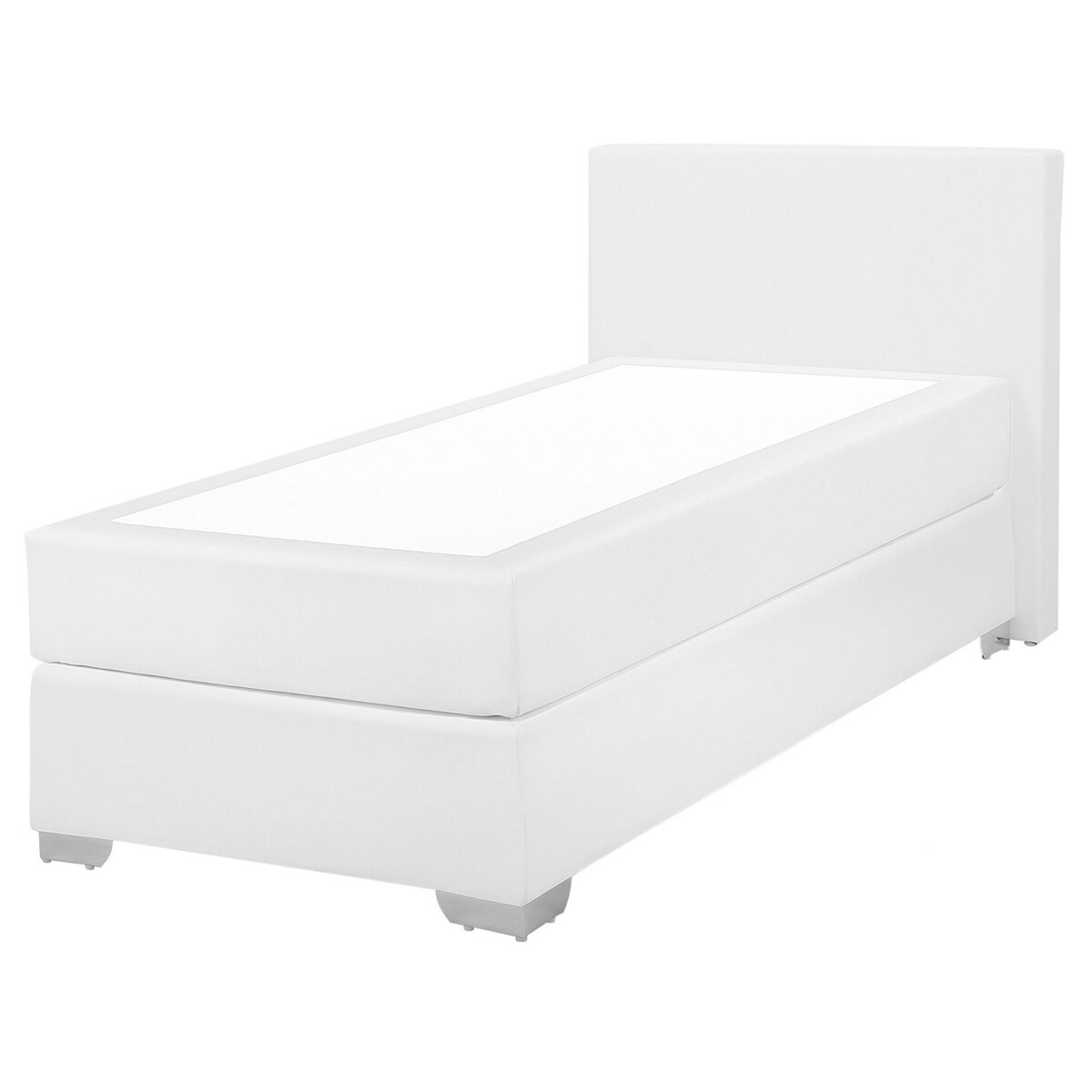 Łóżko kontynentalne ekoskóra 90 x 200 cm białe PRESIDENT