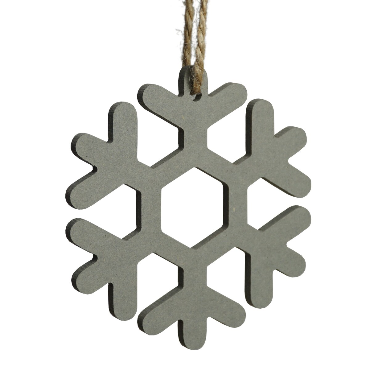 Drewniane ozdoby świąteczne do domu Śnieżynki szare 4szt.