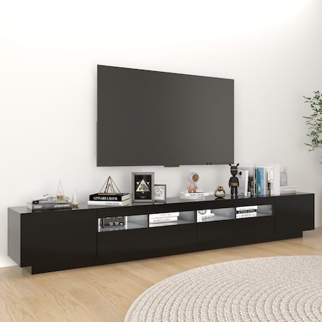 vidaXL Szafka pod TV z oświetleniem LED, czarna, 260x35x40 cm