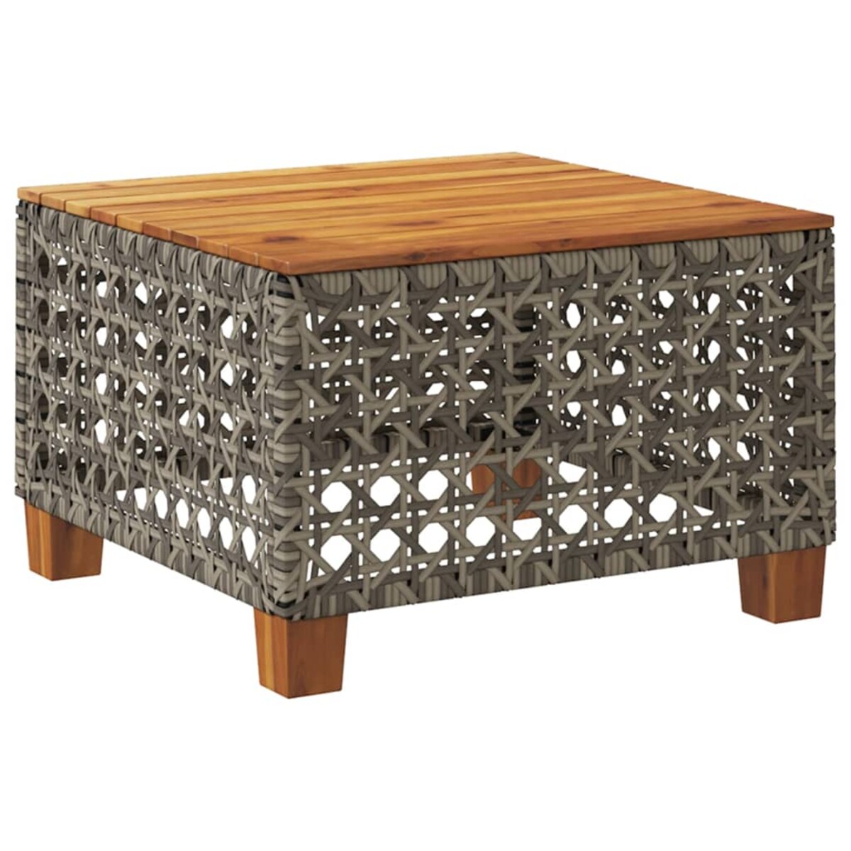 vidaXL Stolik ogrodowy, szary, 55x55x36 cm rattan PE i drewno akacjowe