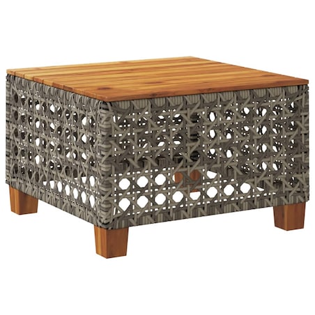 vidaXL Stolik ogrodowy, szary, 55x55x36 cm rattan PE i drewno akacjowe