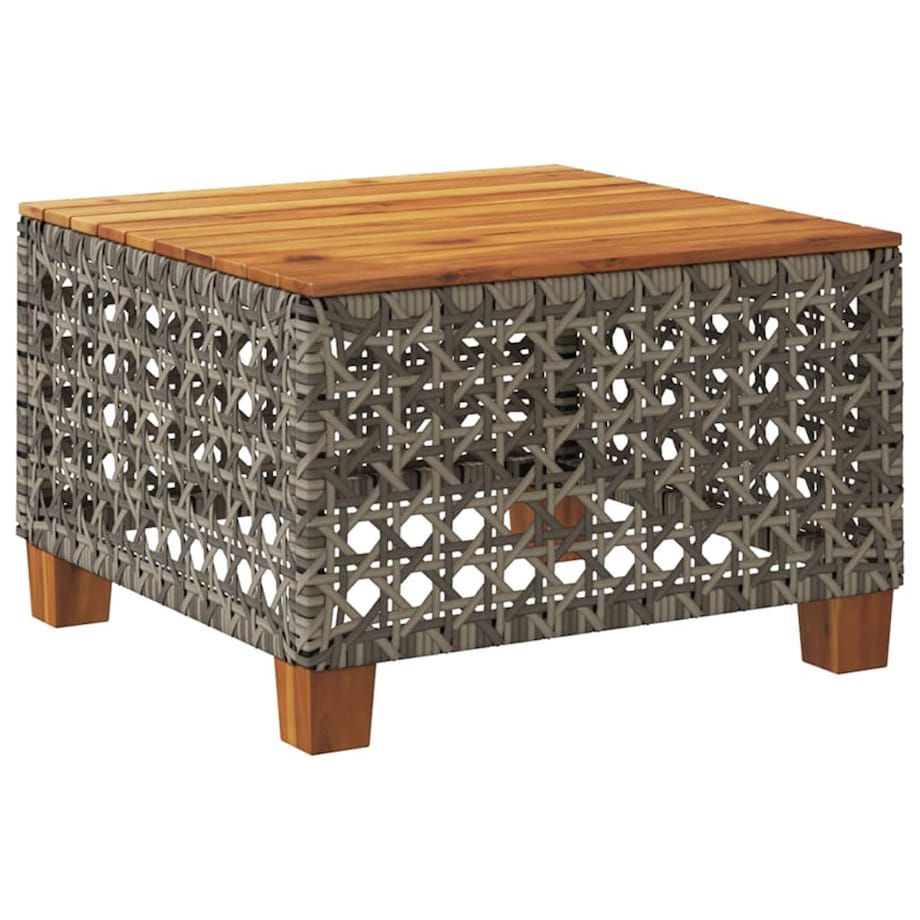 vidaXL Stolik ogrodowy, szary, 55x55x36 cm rattan PE i drewno akacjowe