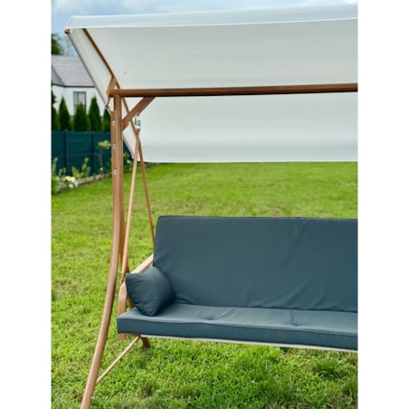 Huśtawka OGRODOWA 3 osobowa bujana z DASZKIEM duża METALOWA wolnostojąca