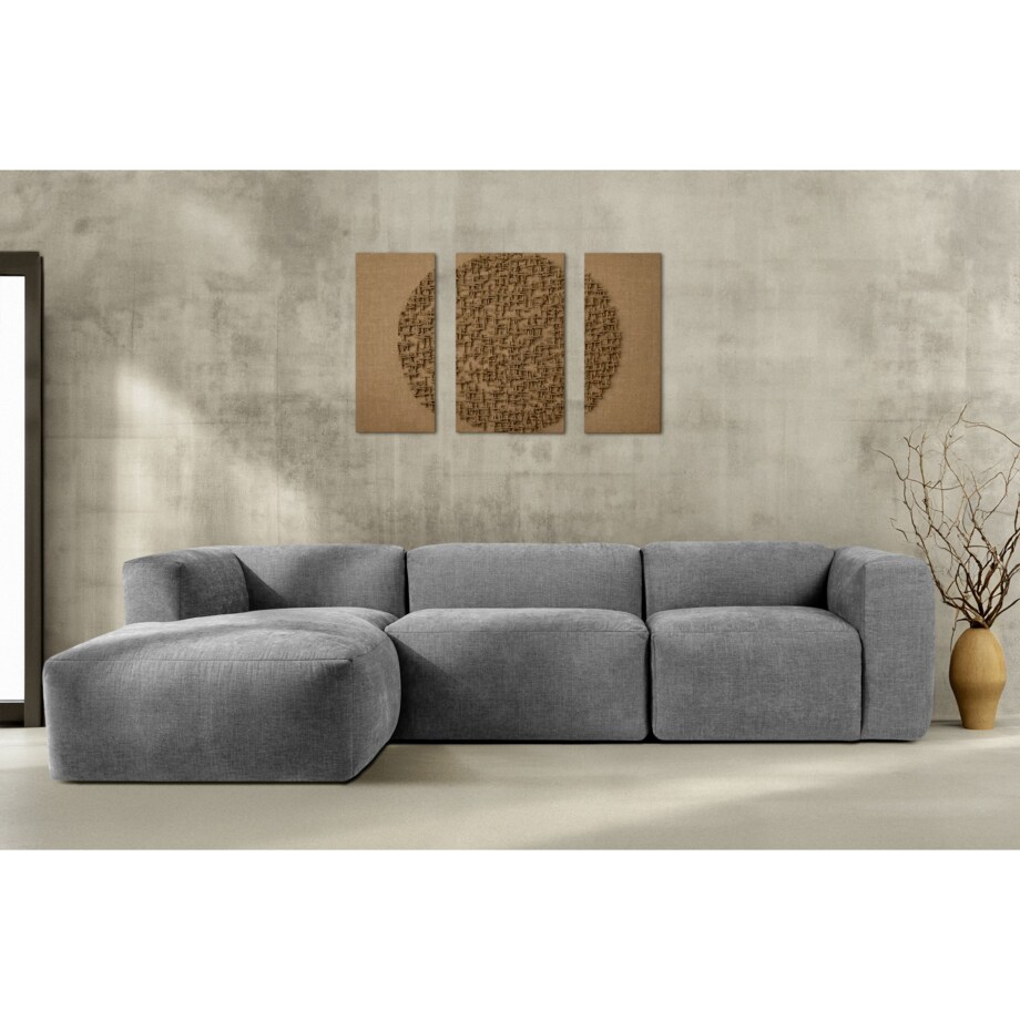 KONSIMO BUFFO Narożnik prawy z niezwykle miękkim i wygodnym siedziskiem, kolor jasny popielaty