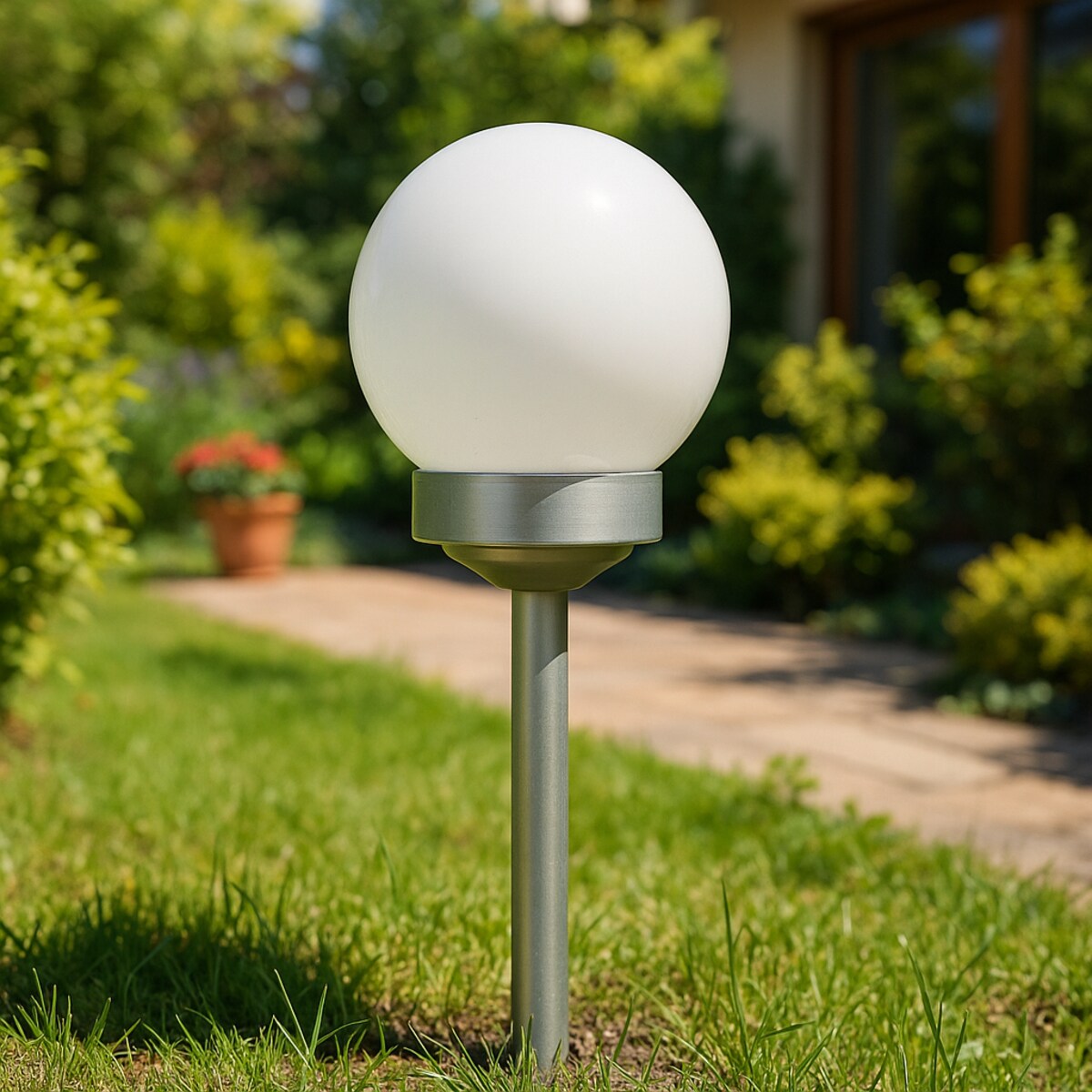 12X Lampa Solarna Kula 34Cm Ogrodowa Led Czujnik Do Ogrodu Świecąca Wbijana