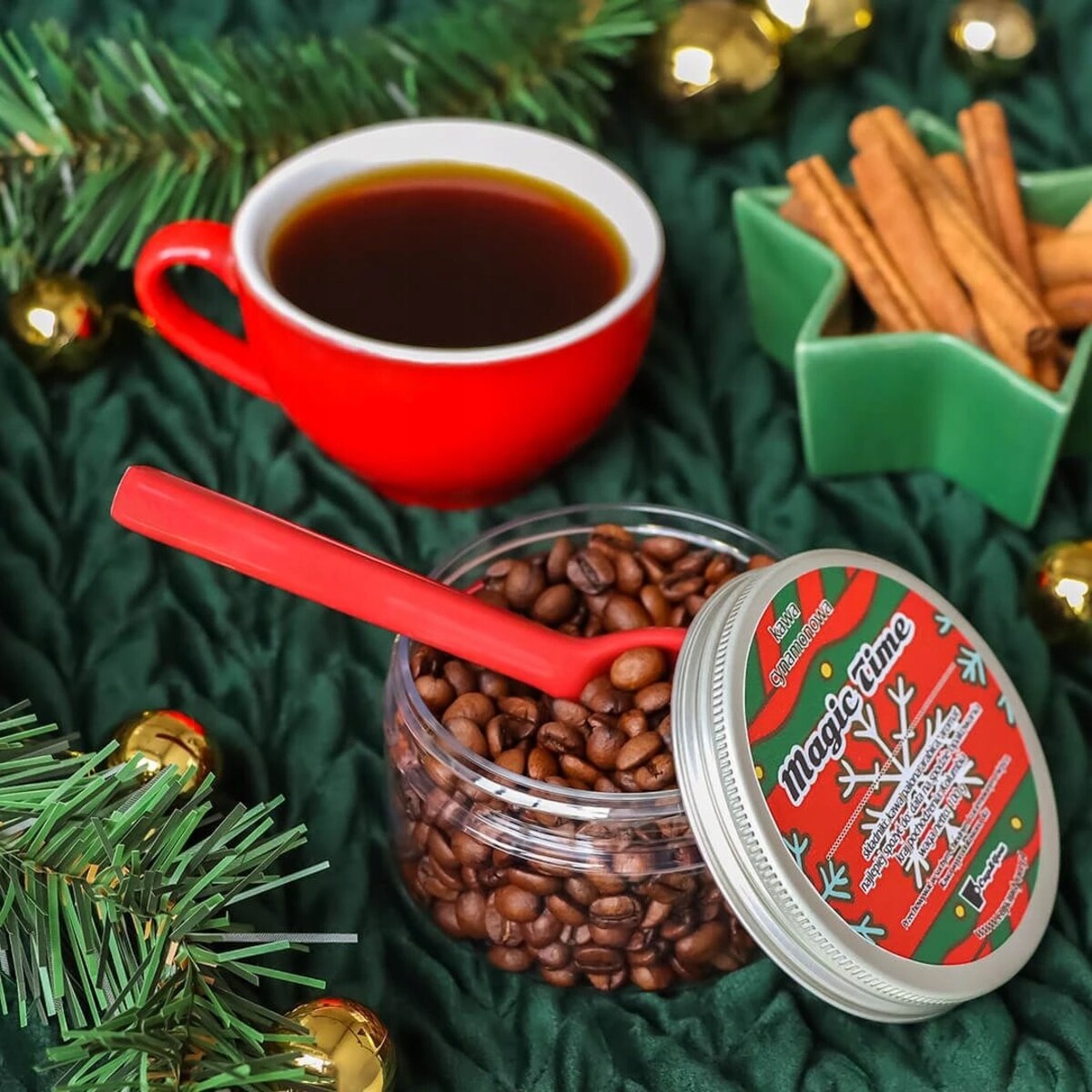 KAWA ŚWIĄTECZNA CYNAMONOWA PREMIUM 100G - PREZENT UPOMINEK NA MIKOŁAJA ŚWIĘTA GWIAZDKĘ BOŻE NARODZENIE POD CHOINKĘ DLA KOBIETY FACETA