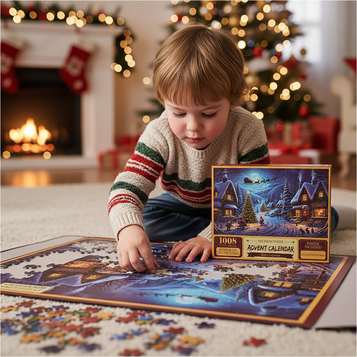 Kalendarz Adwentowy Puzzle 1008 El. Świąteczne Prezent Miasteczko