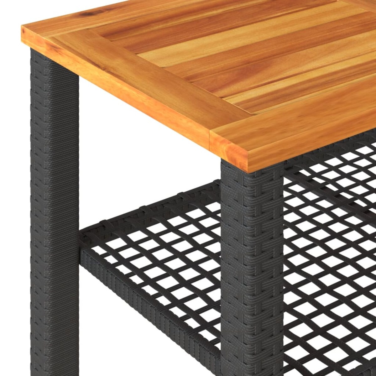 vidaXL Stolik ogrodowy, czarny, 70x38x42 cm, polirattan i akacja