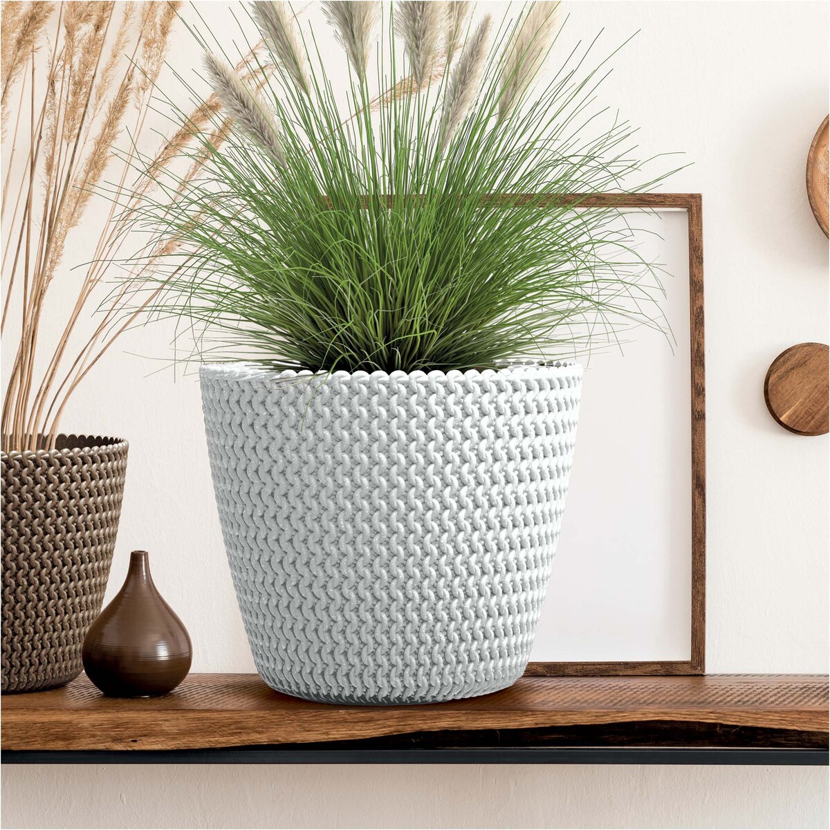 Doniczka Osłonka Domowa 25,9 Cm Na Stół Parapet Do Domu Biała