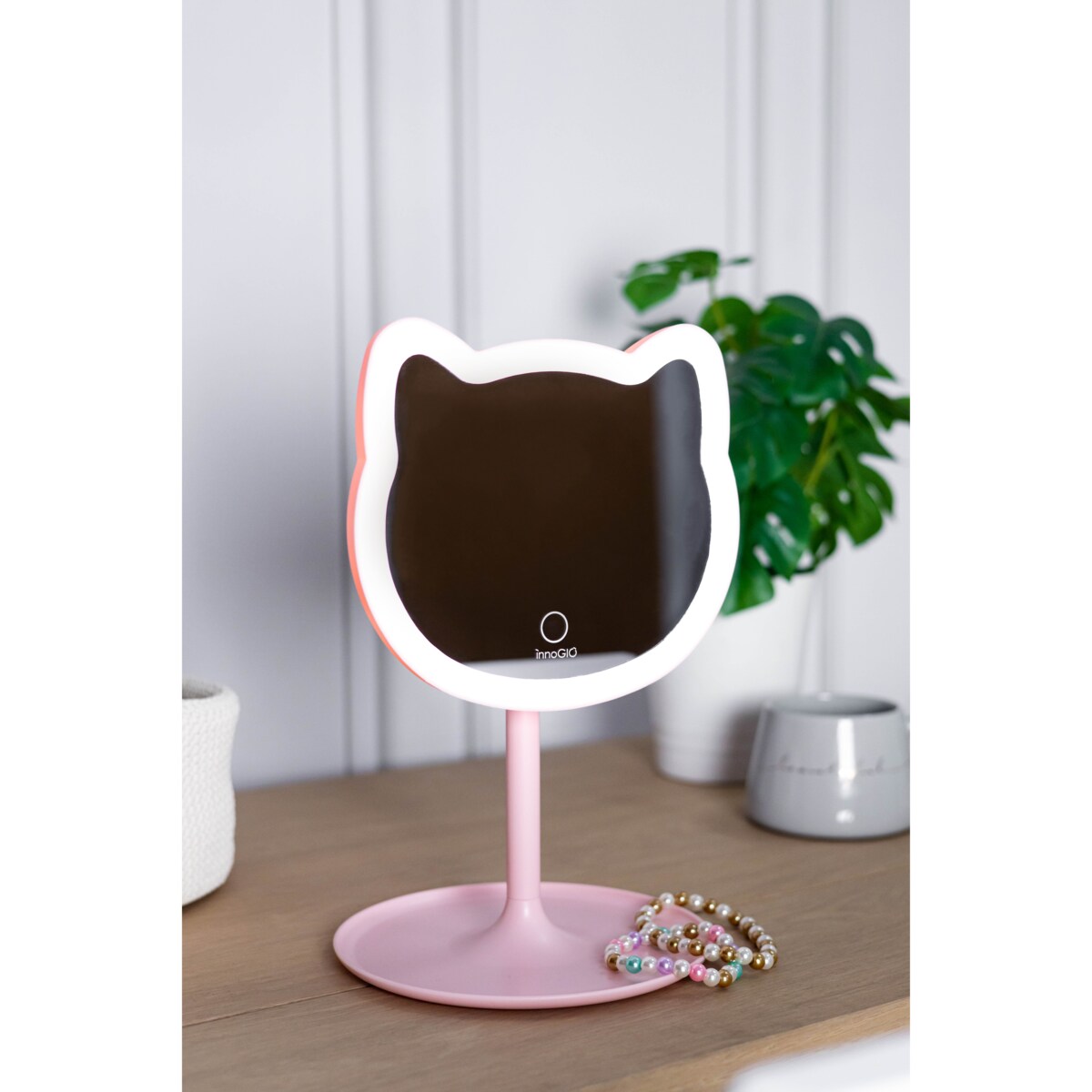 INNOGIO GIOPERFECT Pink Cat lusterko kosmetyczne z podświetleniem LED