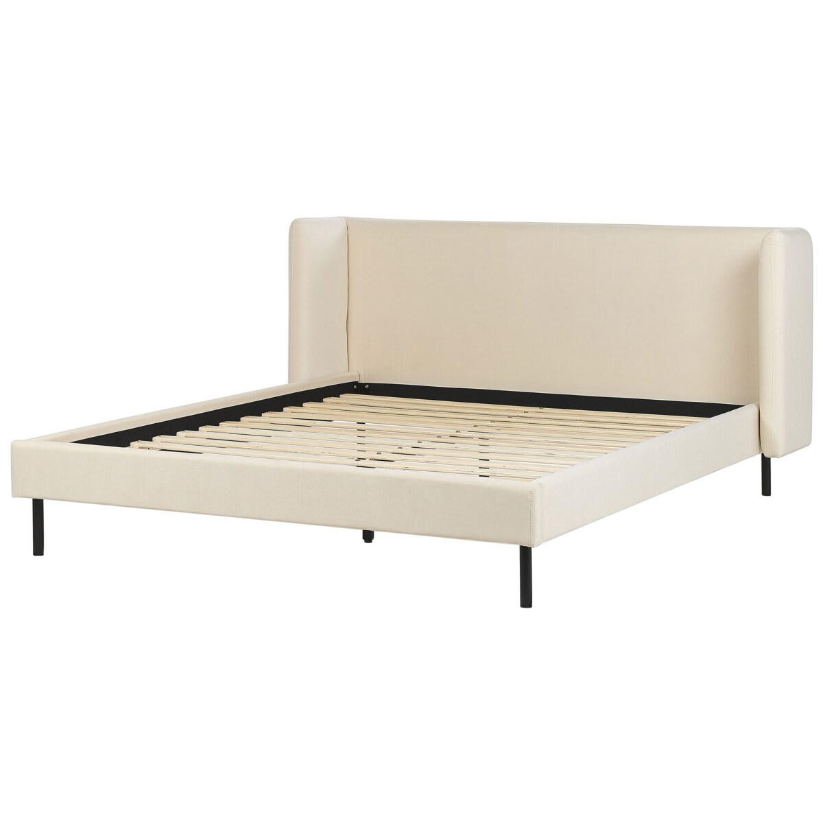 Łóżko welurowe 160 x 200 cm beżowe ARETTE