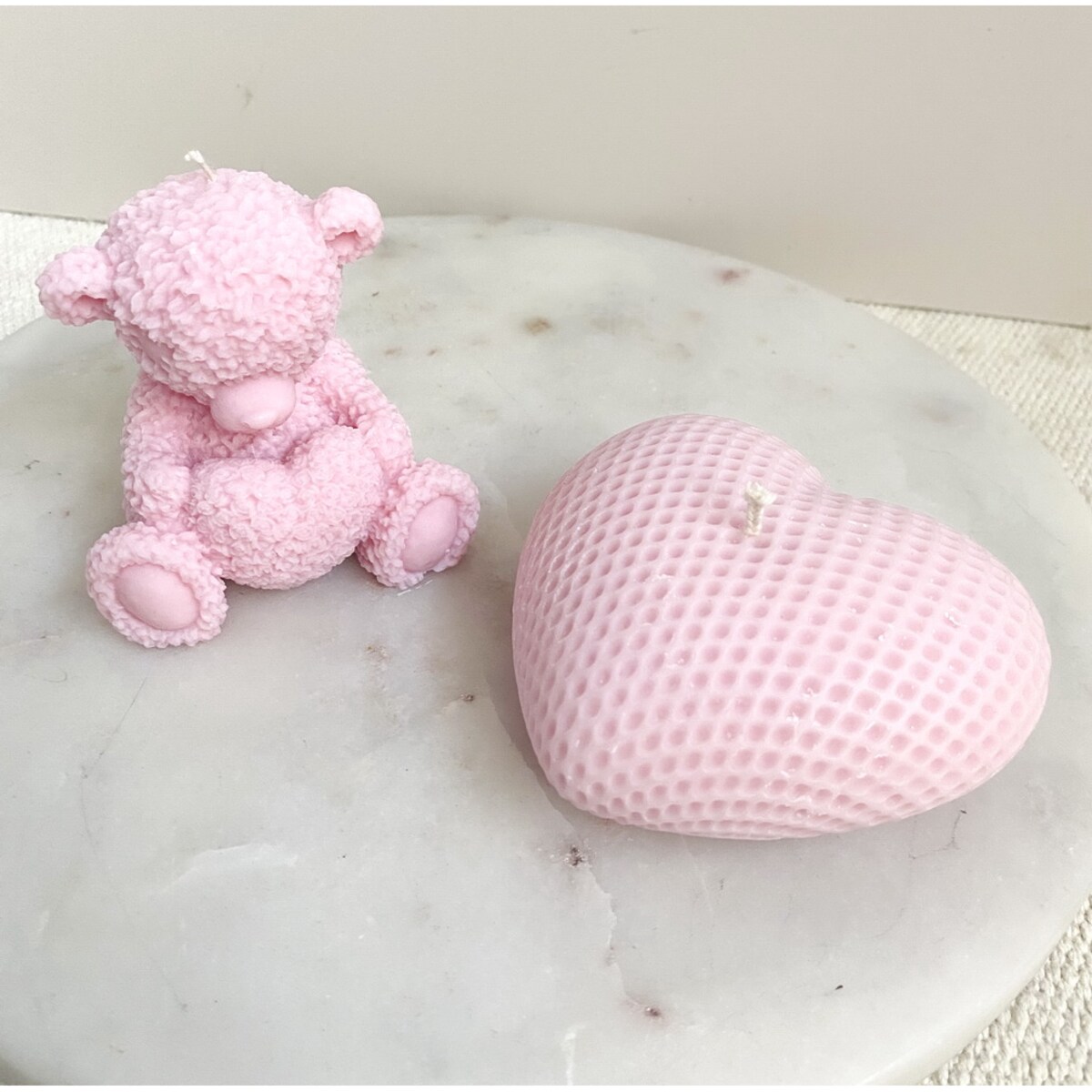 Zestaw prezentowy miś misiu, serce "Teddy Bear in Love " świece ekologiczne sojowe różowe