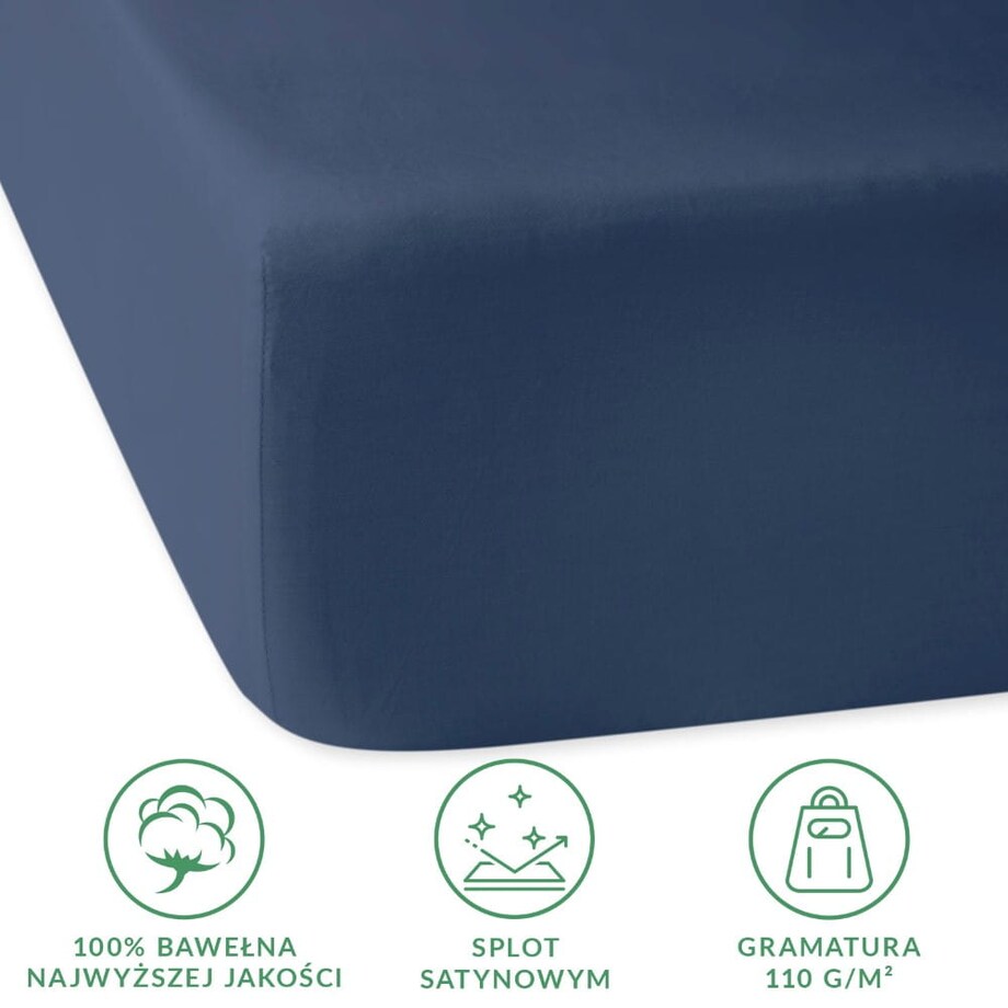 Prześcieradło z bawełny satynowej z gumką 180x200 kolor Chaber