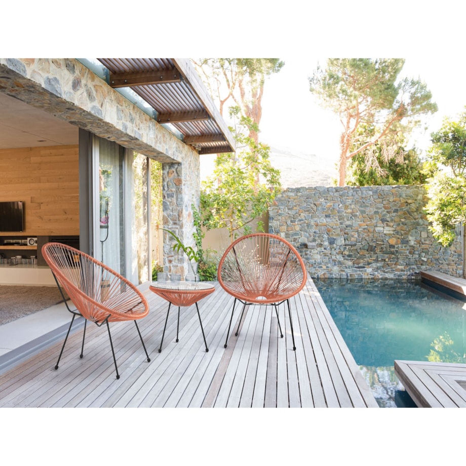 Zestaw mebli balkonowych ACAPULCO II Technorattan Pomarańczowy