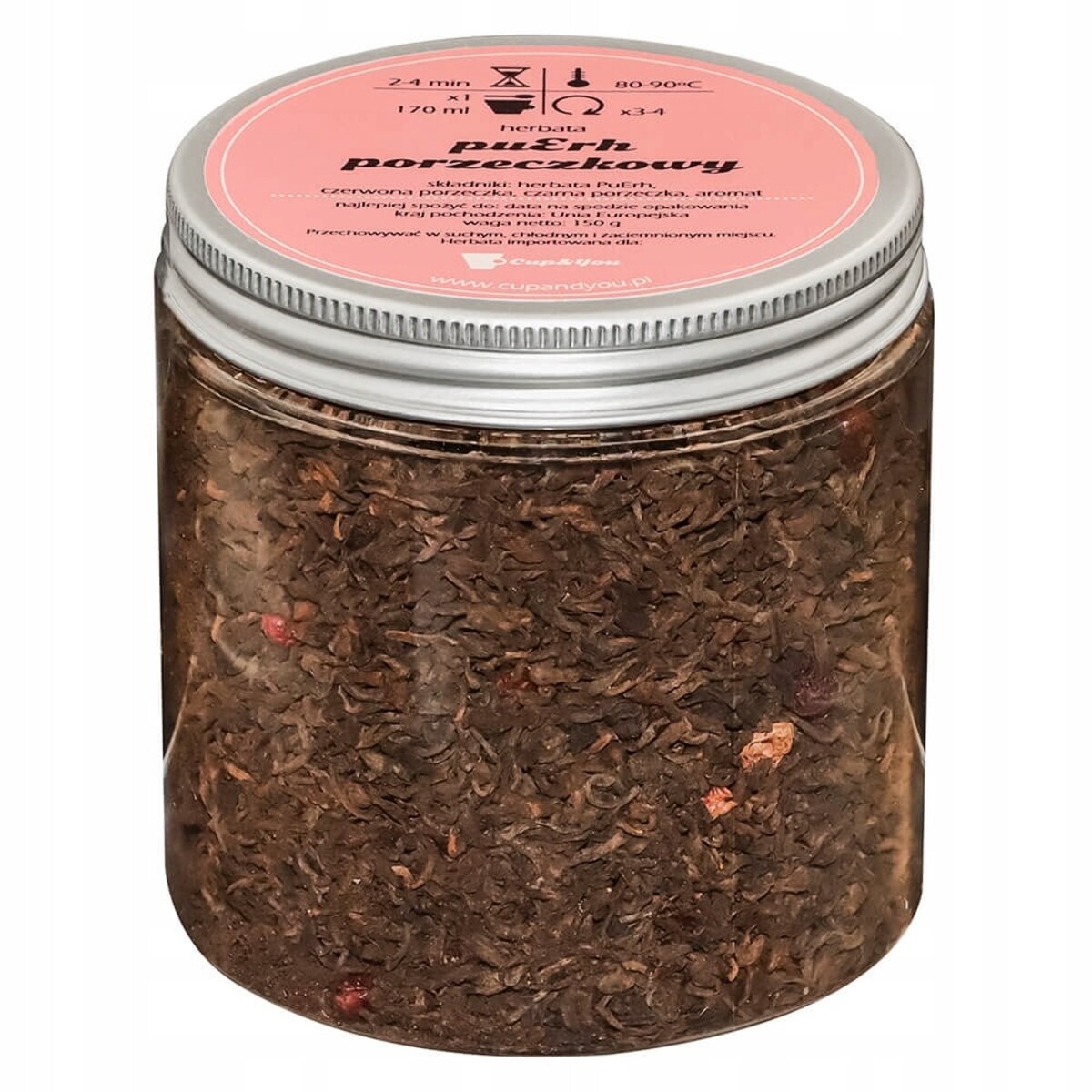 Herbata czerwona pu-erh PORZECZKOWY o smaku czarnej i czerwonej porzeczki - herbata liściasta sypana mieszanka napar susz - gotowa na prezent upominek