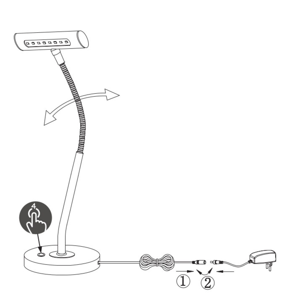 Złoty wysięgnik Curtis 579790108 LED 4W biurkowa lampa z włącznikiem