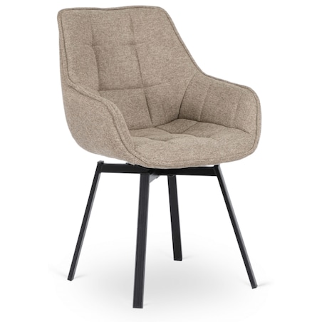 Krzesło Tapicerowane Do Jadalni Kuchni Salonu Obrotowe 360 Beżowe LUNA 2