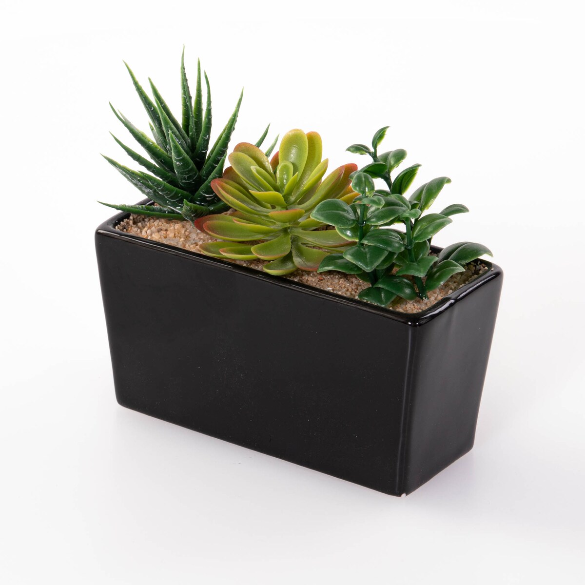 Sztuczne kwiaty w ceramicznej doniczce SUKULENTY, 15 x 8 x 14 cm