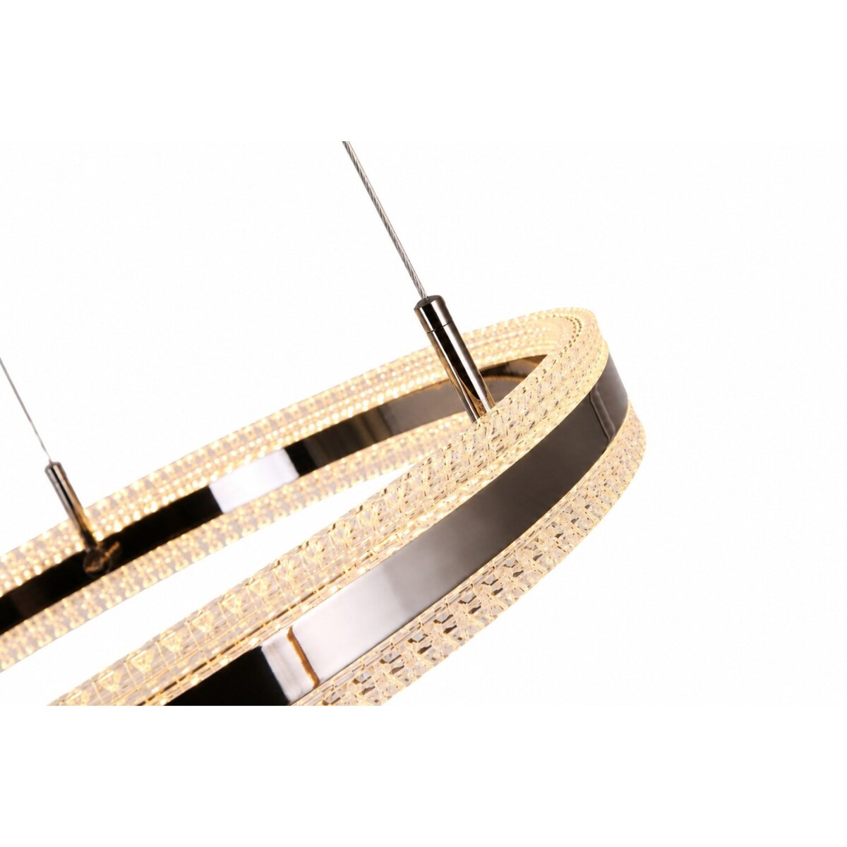 Lampa wisząca ARKADIA LED 80 cm - tytanowa z kryształowym pierścieniem