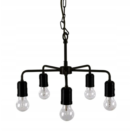 LAMPA wisząca RETRO metalowa czarna na 5 żarówek