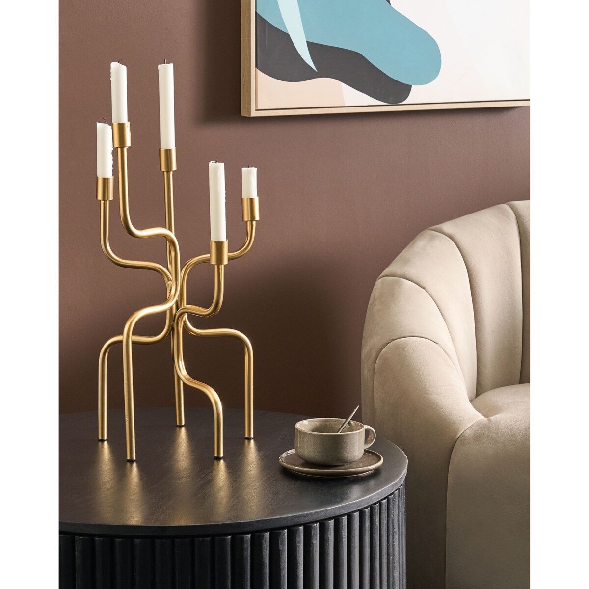 Świecznik PORRTELA Metal 50 cm Złoty