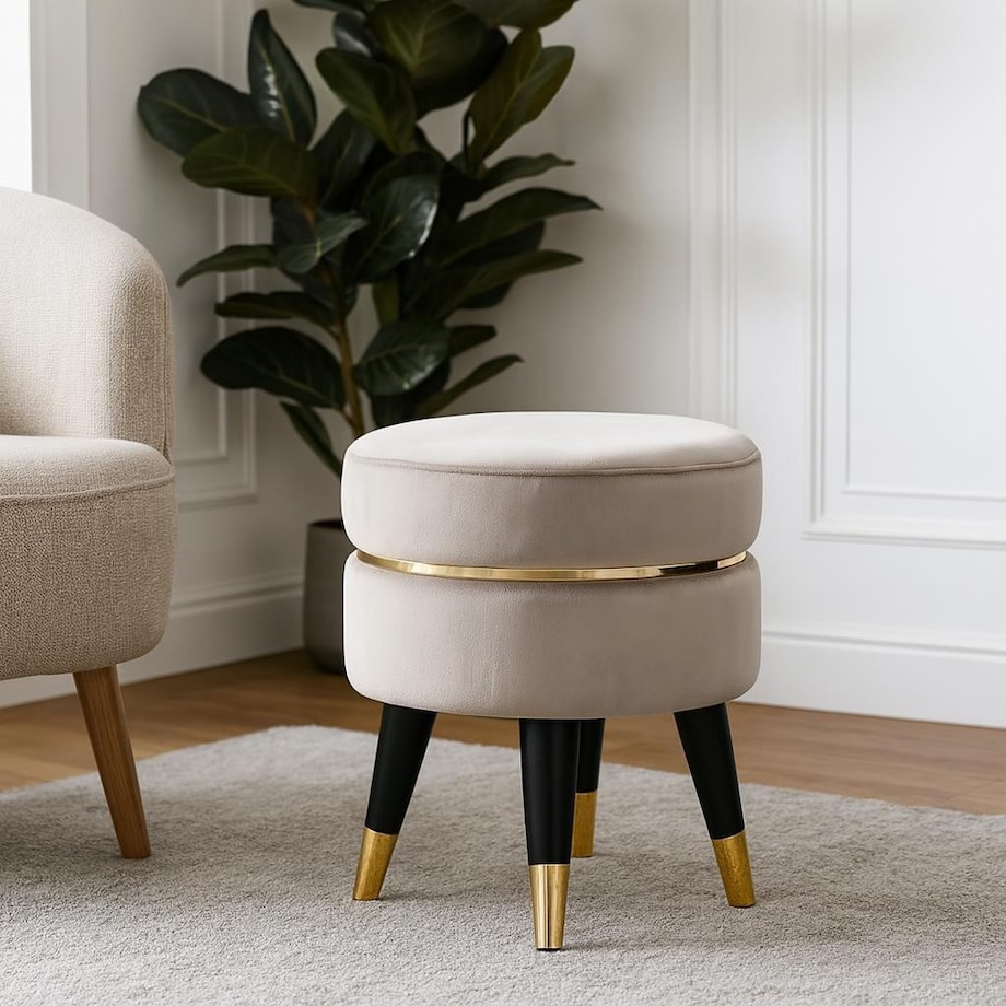 Pufa taboret dekoracyjny 40,5xØ35 cm PARIGI szary