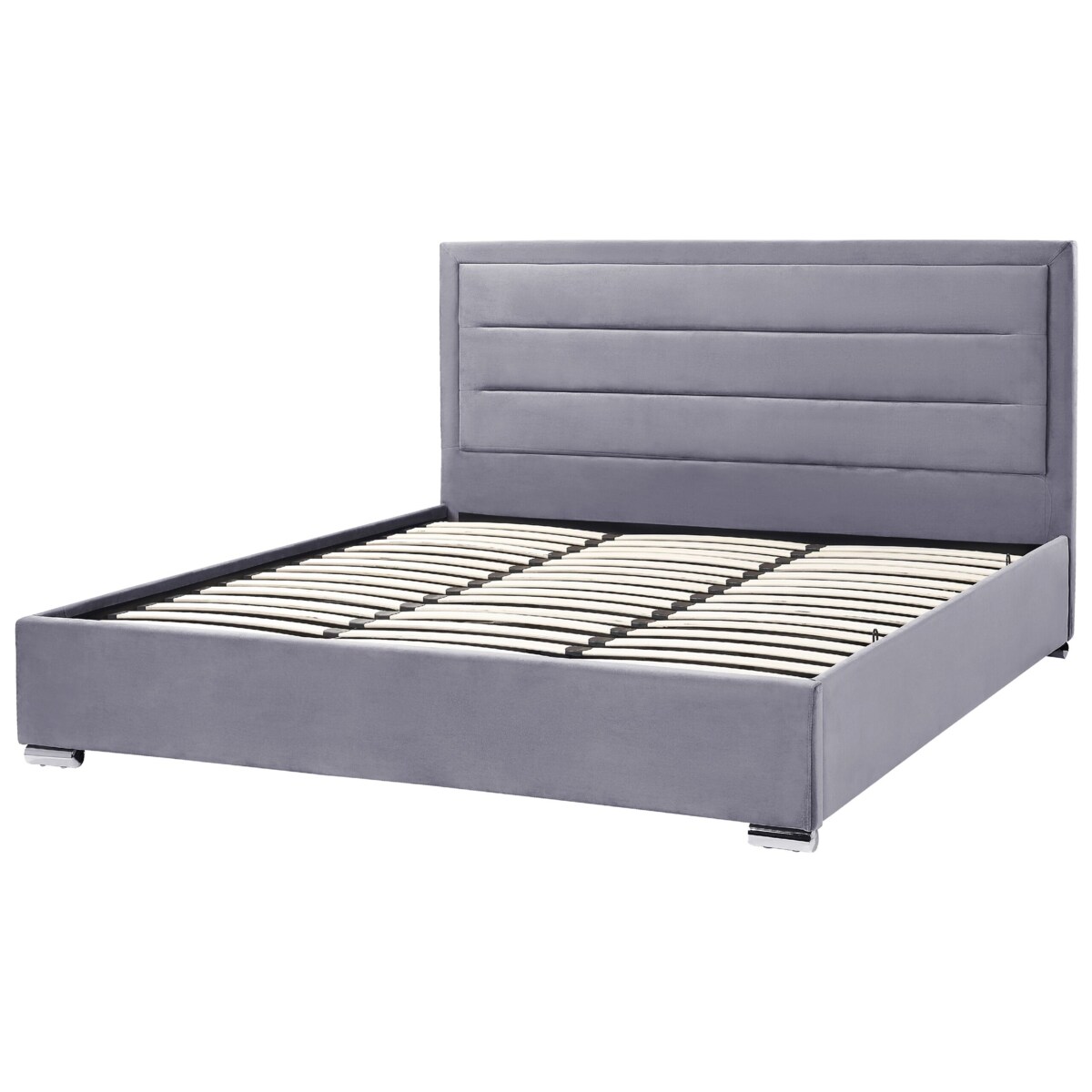 Łóżko z pojemnikiem welurowe 180 x 200 cm ciemnoszare ROUEN