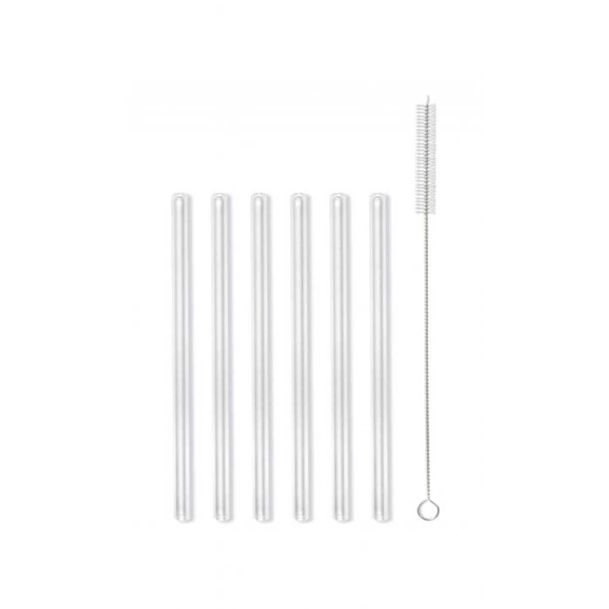 Słomki szklane transparent 15cm zestaw 6 sztuk ze szczoteczką 26582
