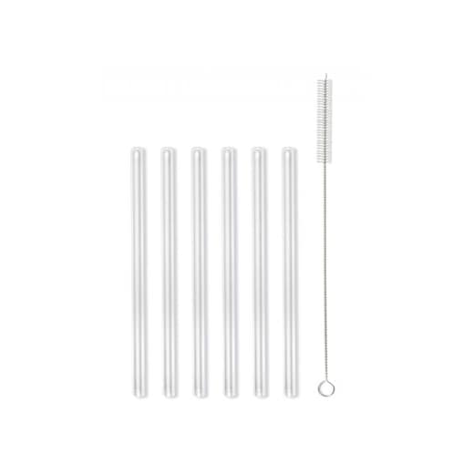 Słomki szklane transparent 15cm zestaw 6 sztuk ze szczoteczką 26582