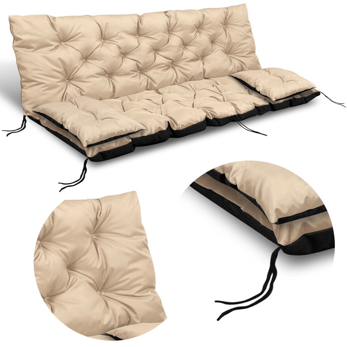 Poduszka Na Huśtawkę Ogrodową 150X60X50 Cm + 2 Poduszki Ogrodowa Na Ławkę