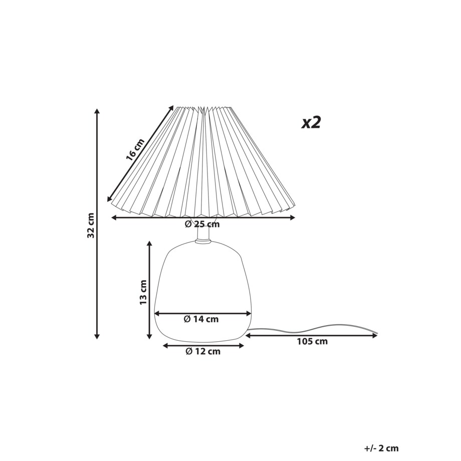 Zestaw 2 lampek nocnych ceramicznych czarny ZEYI