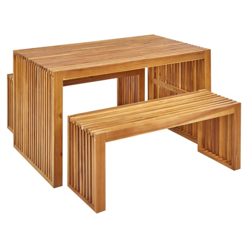 Zestaw ogrodowy z ławkami dla 4 osób BELLANO Drewno akacjowe Brązowy