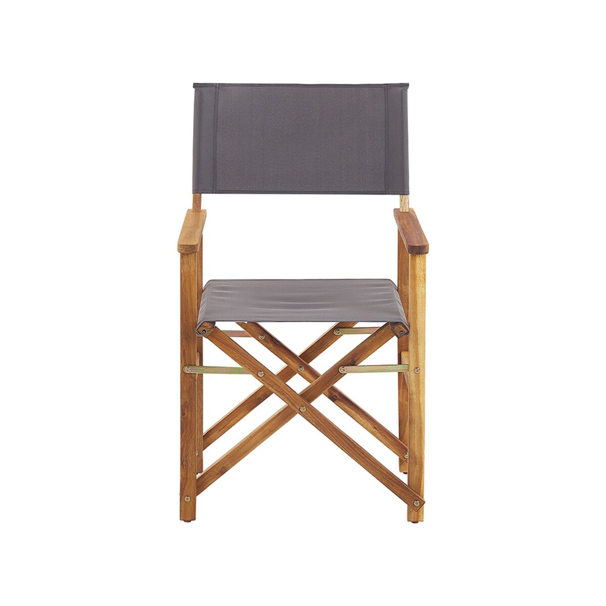 Zestaw 2 krzeseł ogrodowych akacjowy jasne drewno z szarym / wzór we flamingi CINE