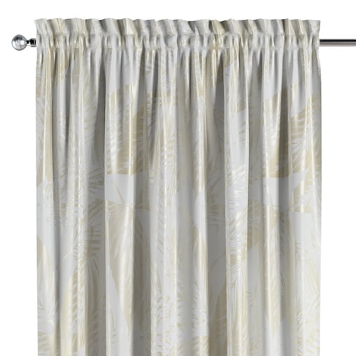 Zasłona na kanale z grzywką 1 szt. 130x245 ecru liście
