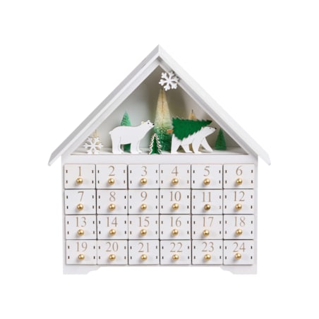 Dekoracja świąteczna LED MJOSA Kalendarz adwentowy 33 cm Biały