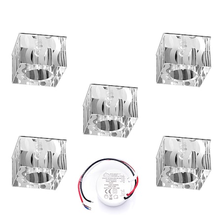 Zestaw Oczek Sufitowych BRITOP Lighting 5xG4 LED 2,3W z zasilaczem, Transparentne Szkło, Polski Producent 5 szt.