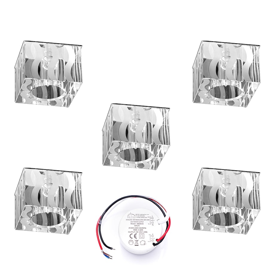 Zestaw Oczek Sufitowych BRITOP Lighting 5xG4 LED 2,3W z zasilaczem, Transparentne Szkło, Polski Producent 5 szt.