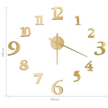 vidaXL Zegar ścienny 3D, nowoczesny design, złoty, 100 cm, XXL