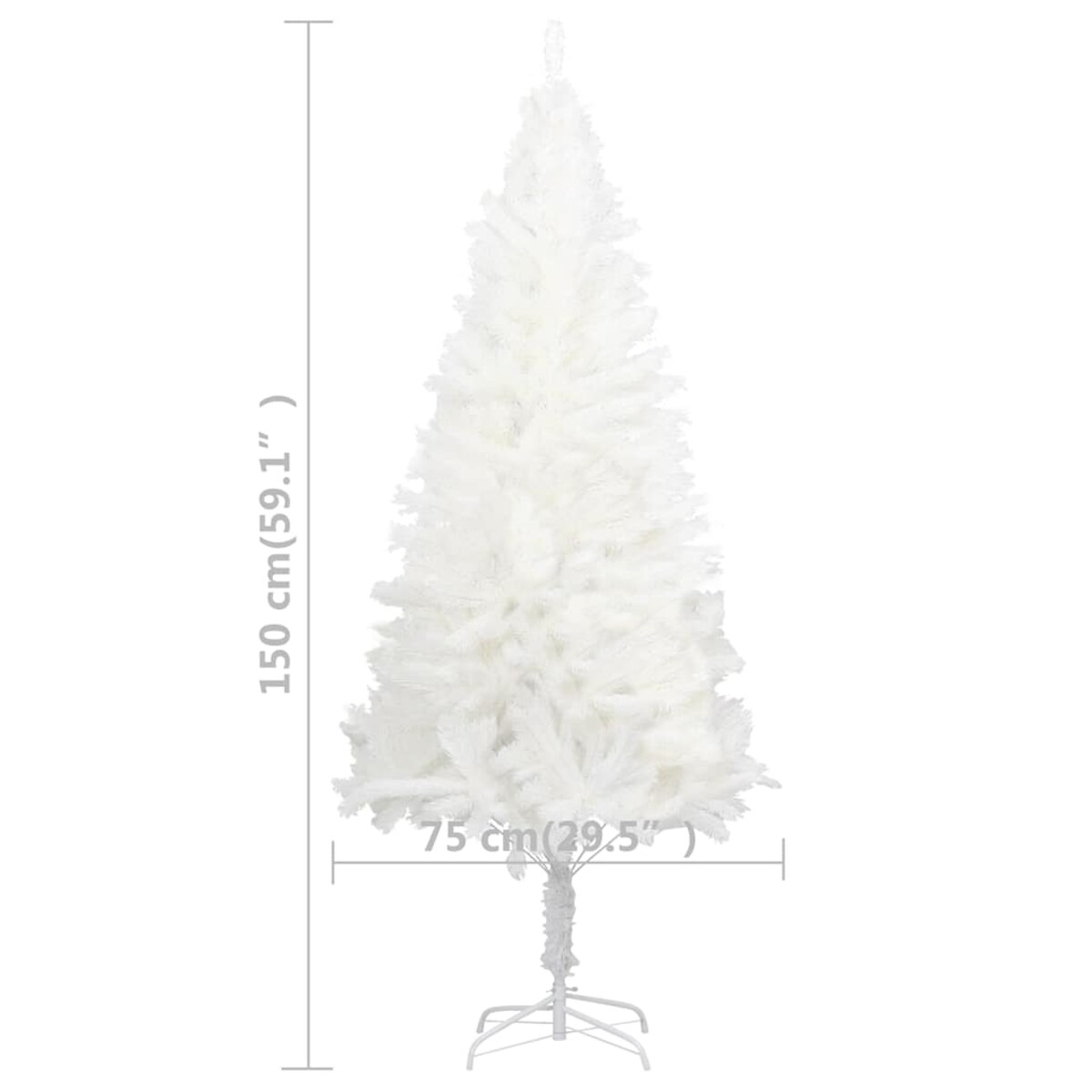 vidaXL Sztuczna choinka z lampkami i bombkami, biała, 150 cm