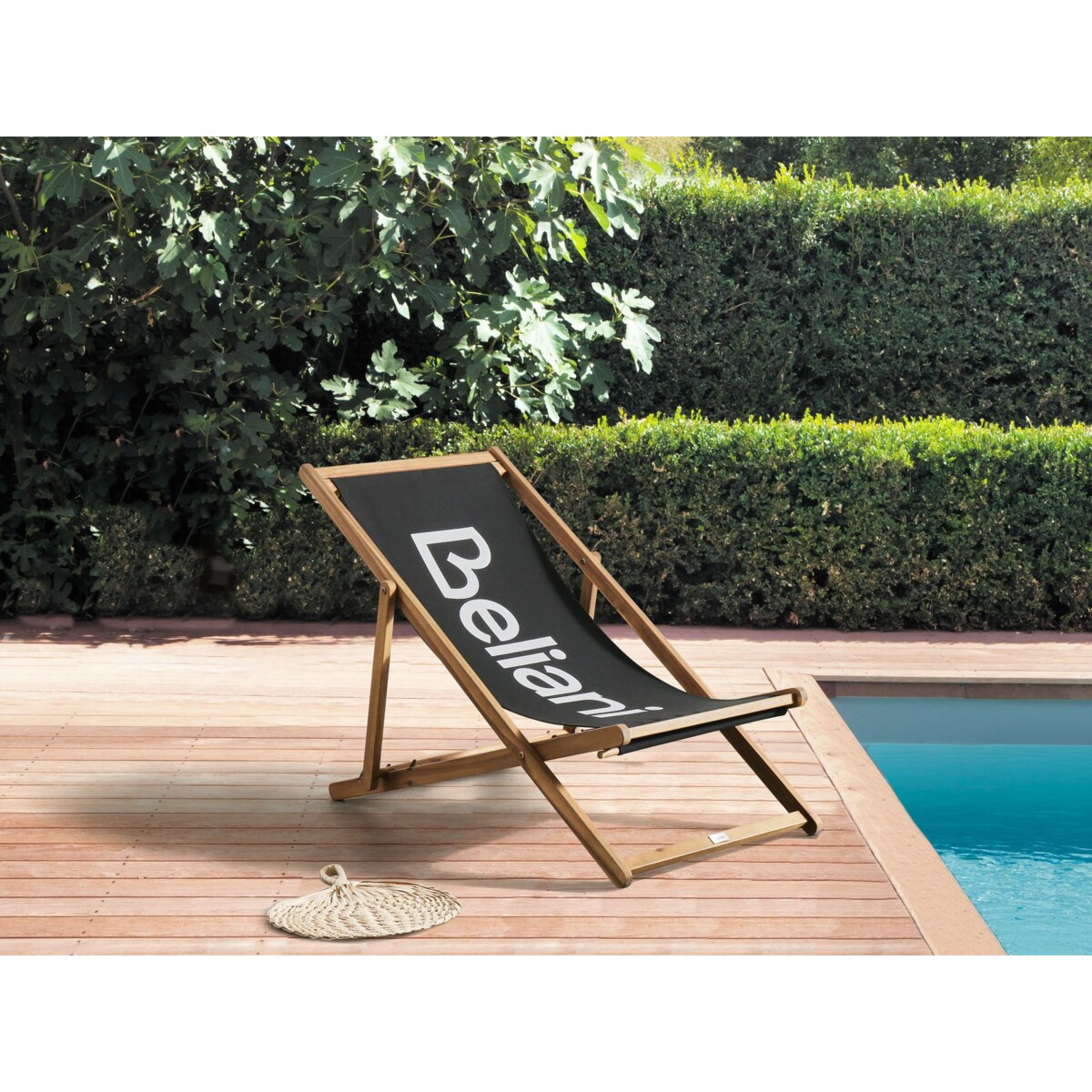 Leżak Drewno akacjowe Czarny ANZIO