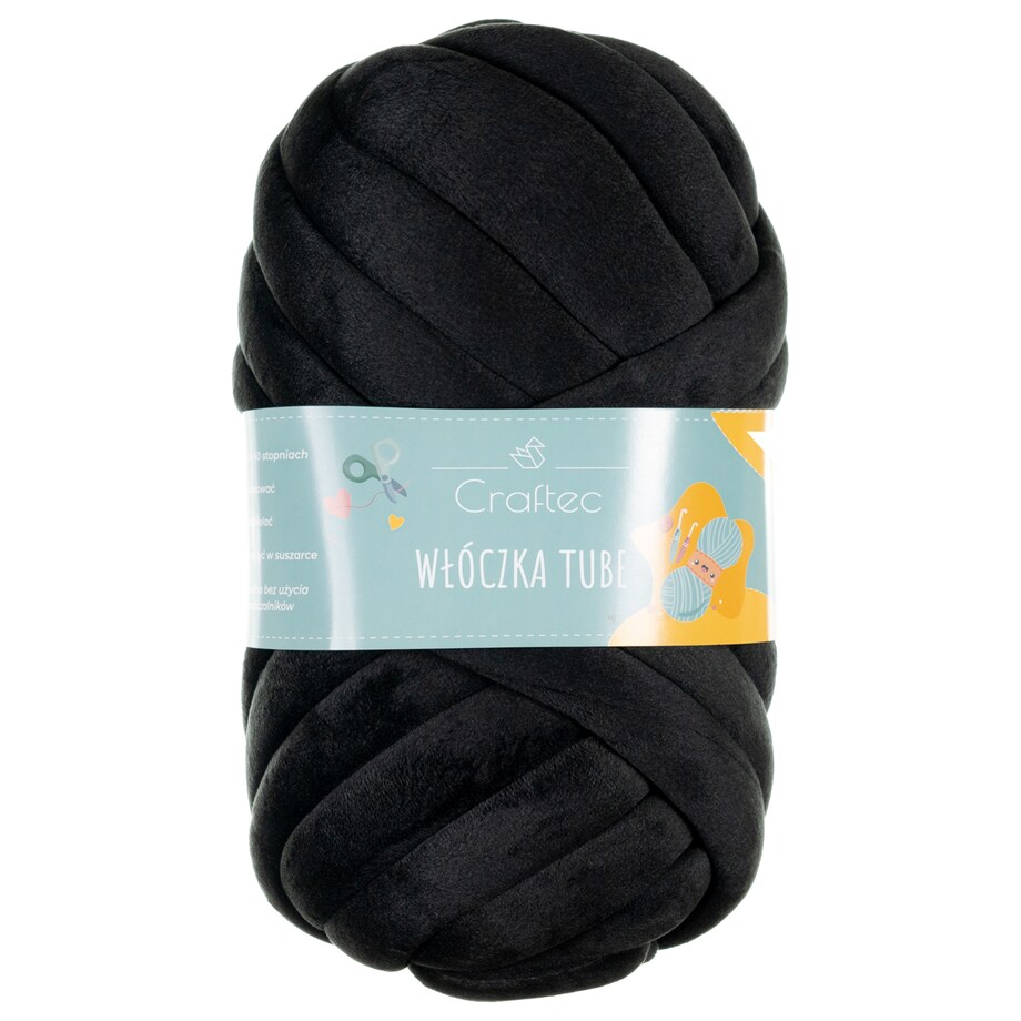 Włóczka do szydełkowania wyplatania gruba na koc Tube 20 mm czarna #18