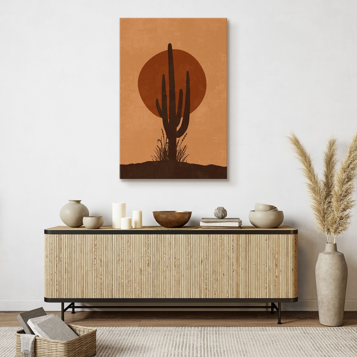 Obraz Kaktus Zachód Słońca Abstrakcja Styl Boho 30x40cm