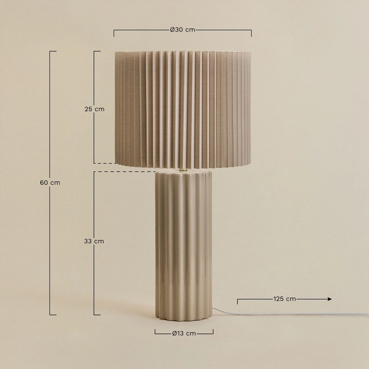 Lampa stołowa z ceramiki i tkaniny Marvila 60 cm