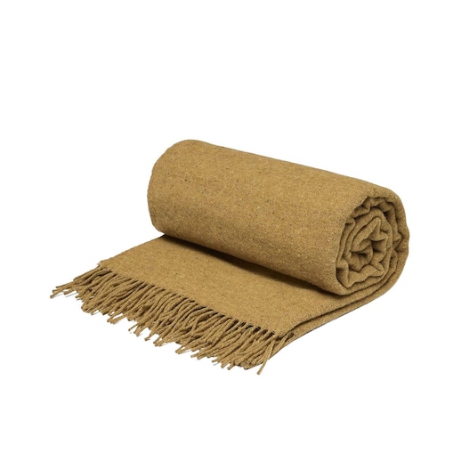 Koc z wełny merino mustard