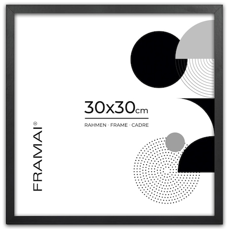 Ramka na zdjęcia 30x30 cm czarna rama MDF z plexi do powieszenia poziom pion klasyczna ramka kwadratowa