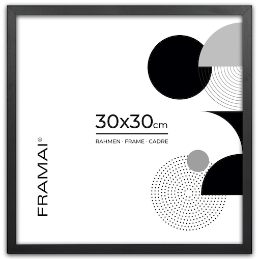 Ramka na zdjęcia 30x30 cm czarna rama MDF z plexi do powieszenia poziom pion klasyczna ramka kwadratowa