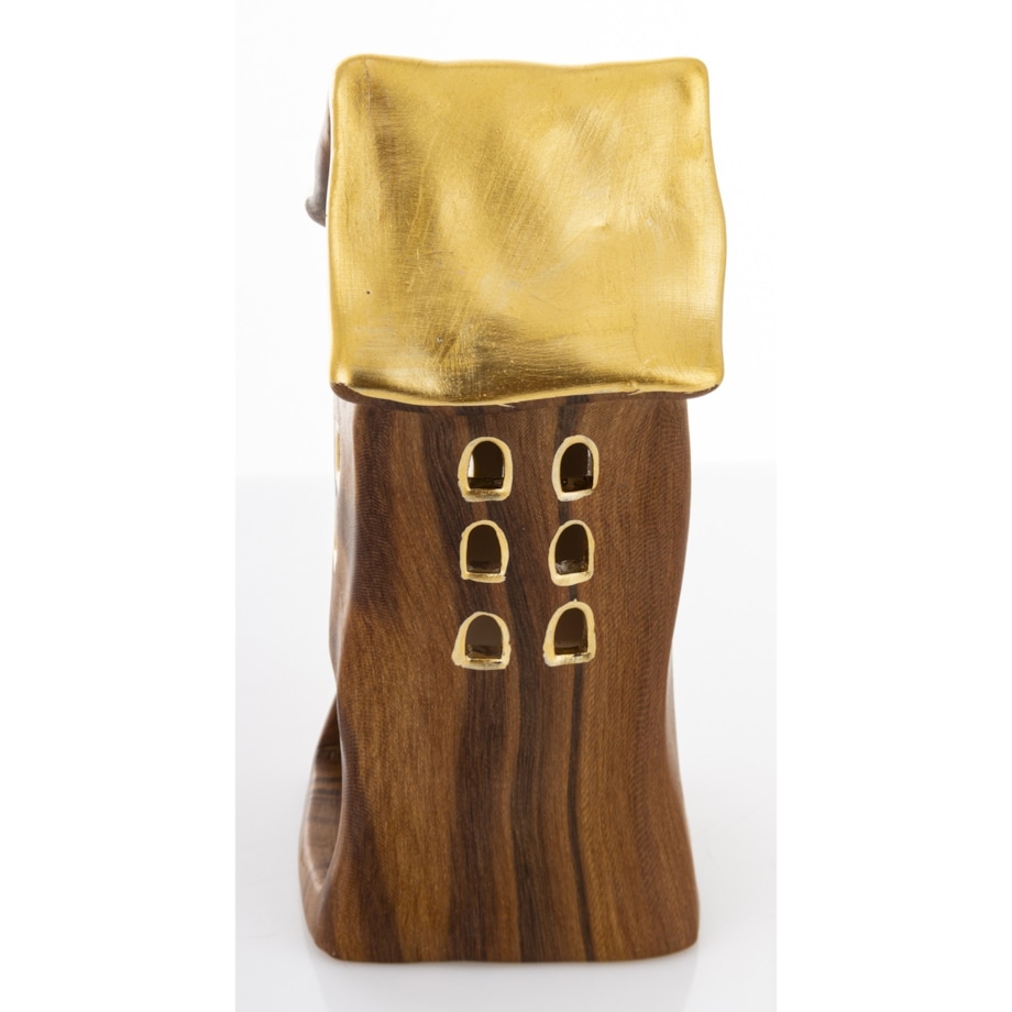 Dolomitowy domek na tea-lighty 15x7,5x7 cm brązowy