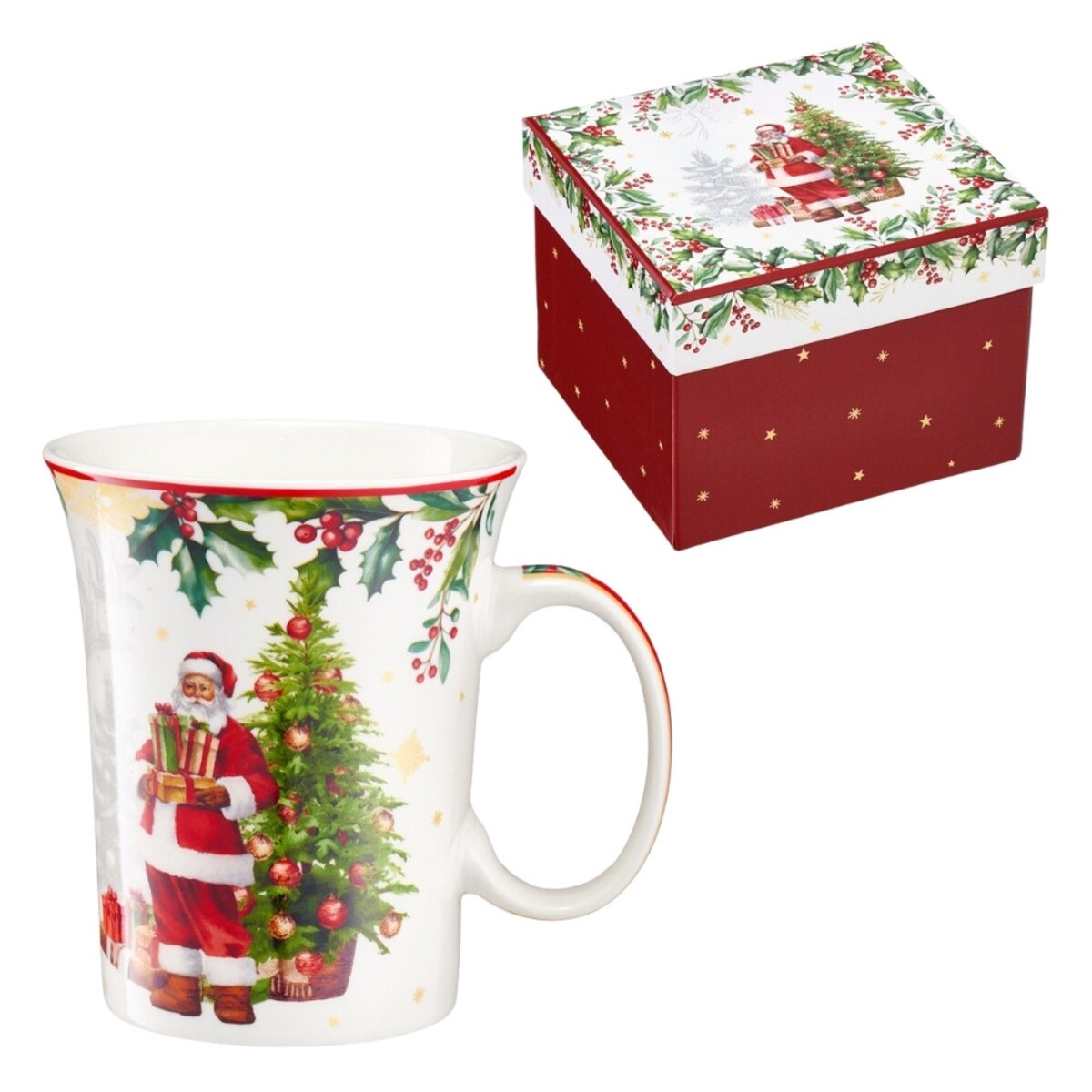 VILLA ITALIA Kubek świąteczny porcelanowy FROZEN NOEL Mikołaj z prezentami