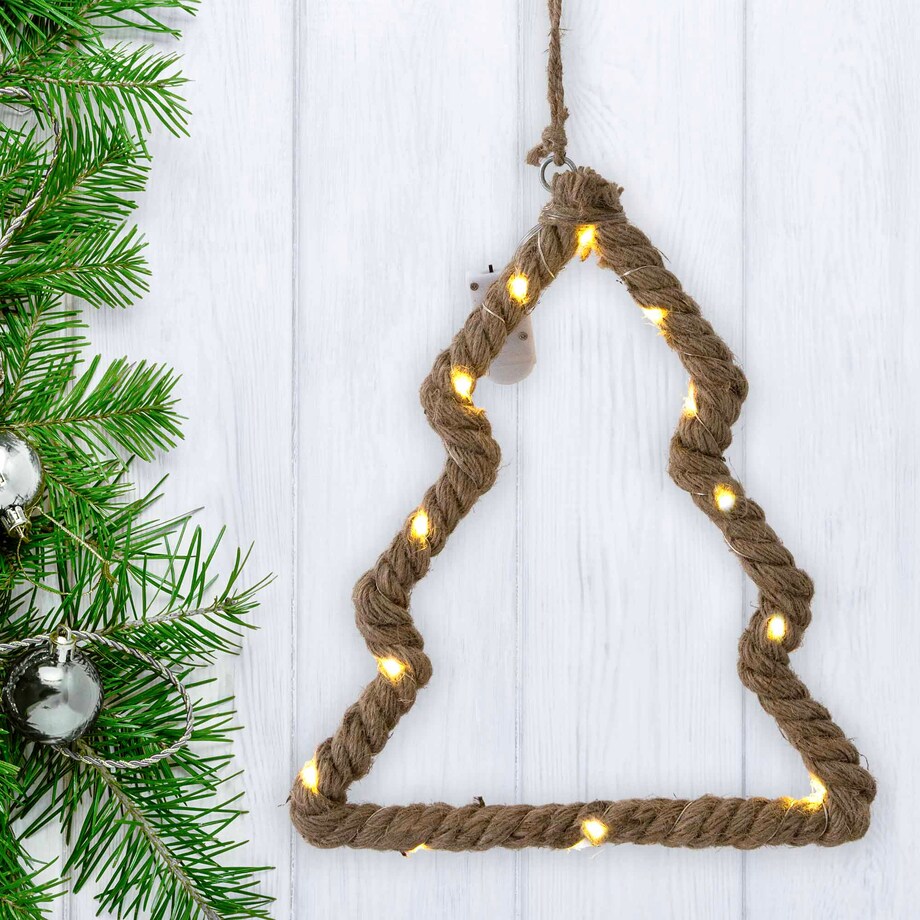 Dekoracja Świąteczna Zawieszka Na Okno 15 Led Na Baterie Choinka